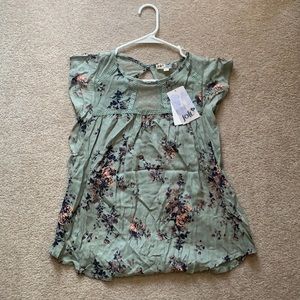 Jolt womens S green flower shirt